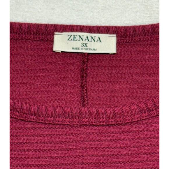 Zenana 3/4 Sleeve Round Neck Jacquard Women Sweater burgundy 3XL XXXL - Picture 2 of 6